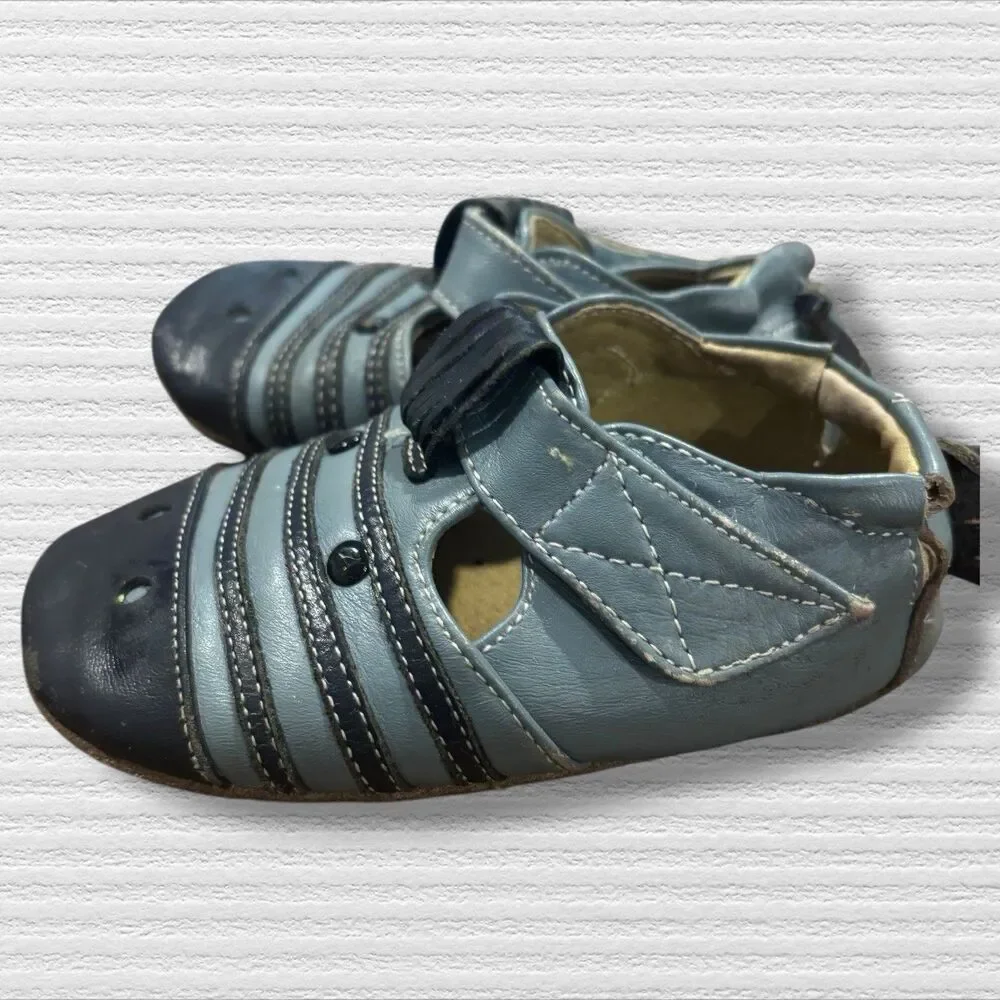 Livie & Luca Giraffe Soft Sole Sandals 18–24M Blue Leather Play Condition